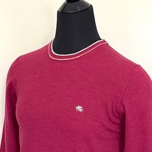 New Etro Sweater Crewneck Virgin Wool Maroon Pullover Sweater Etro Italy